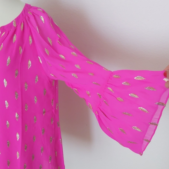 Lilly Pulitzer Silk top with gold - Picture 3 of 9